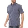 Camisa Masculina | Manga Curta Quadriculada Azul Marinho